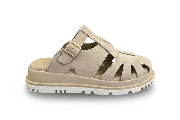 Voyager V26YT-Z797 Bej Süet Deri Comfort Kadın Günlük Terlik